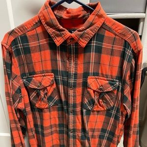 North face Flannel Mens Orange/Green Medium